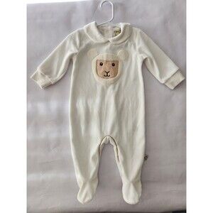 Patrick Francis Ireland Baby Sheep Velour Organic Cotton Romper Cream 6-12 Month